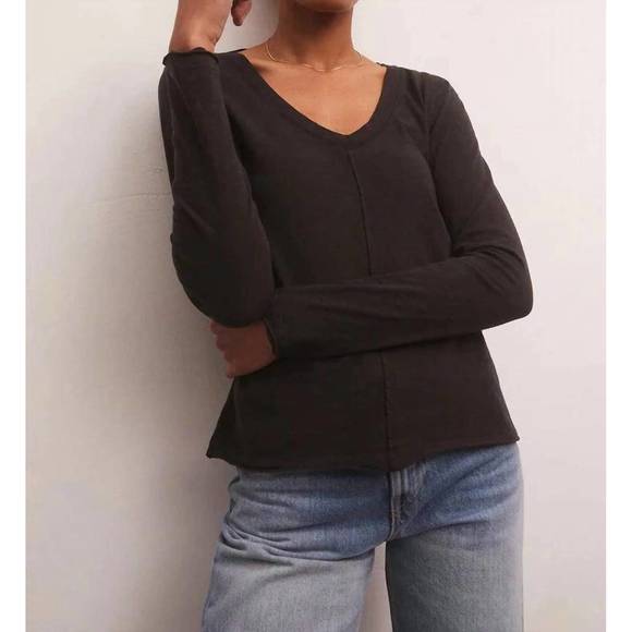 NEW Z SUPPLY dream slub long sleeve tee in black - Picture 1 of 4